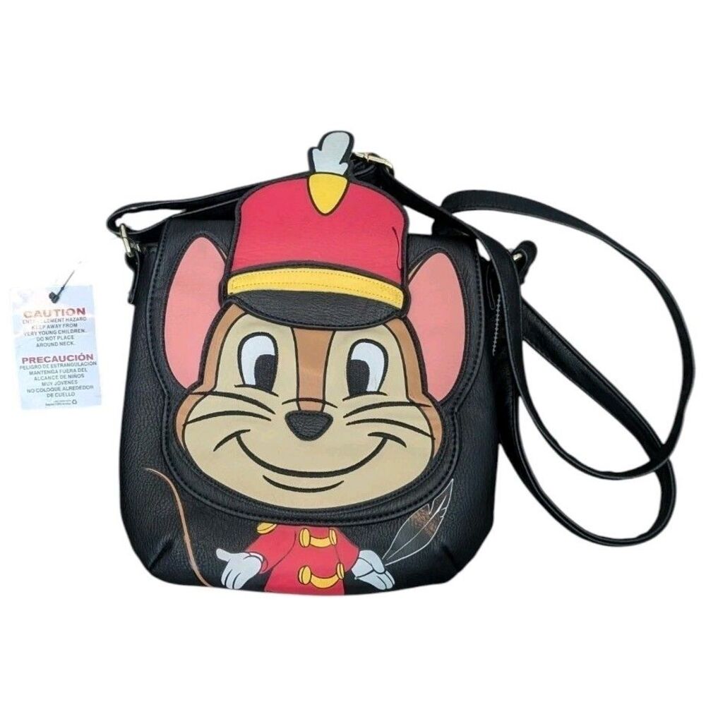 Disney Parks Loungefly Timothy Q Mouse Dumbo Crossbody Flip Up Bag Purse New